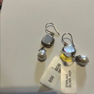 Mother of Pearl Silver and White Drop Earrings